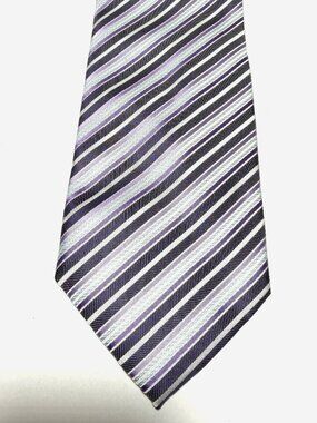 Alexander Julian Colours Striped Men’s Tie Navy Purple Silver